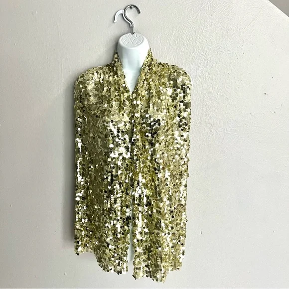 Gold Sequin Embellished Scarf Shawl Wrap - Picture 2 of 10